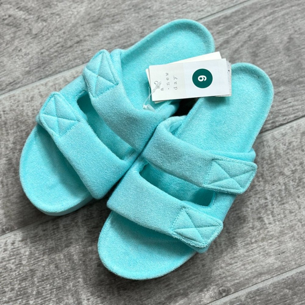 NWT A New Day Women's Remi Platform Slide Sandals - Turquoise Blue - All Size